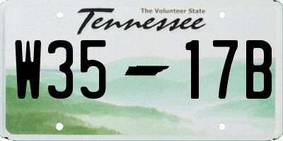 TN license plate W3517B