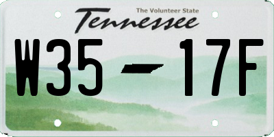 TN license plate W3517F