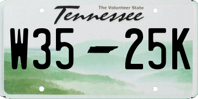 TN license plate W3525K