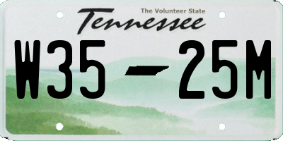 TN license plate W3525M