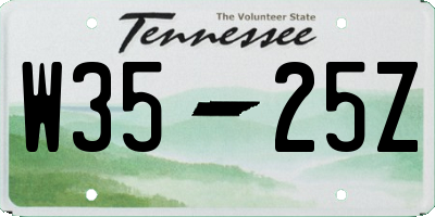 TN license plate W3525Z
