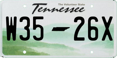 TN license plate W3526X
