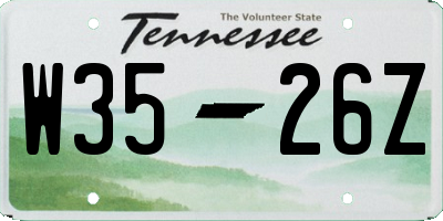 TN license plate W3526Z
