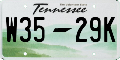TN license plate W3529K