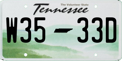 TN license plate W3533D