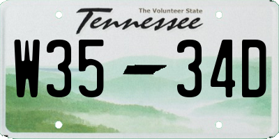 TN license plate W3534D