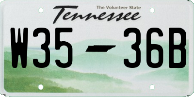 TN license plate W3536B