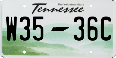 TN license plate W3536C