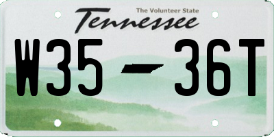 TN license plate W3536T
