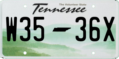 TN license plate W3536X