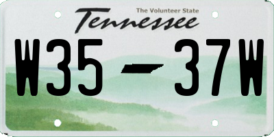 TN license plate W3537W
