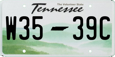 TN license plate W3539C