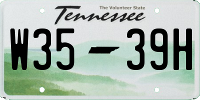 TN license plate W3539H