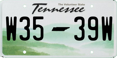 TN license plate W3539W