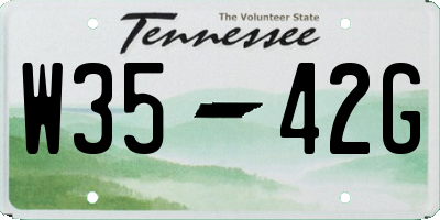 TN license plate W3542G