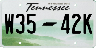 TN license plate W3542K