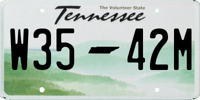 TN license plate W3542M