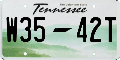TN license plate W3542T