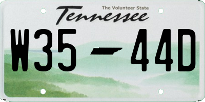 TN license plate W3544D
