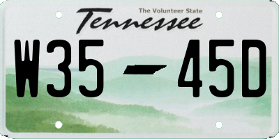 TN license plate W3545D