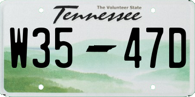 TN license plate W3547D