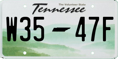 TN license plate W3547F
