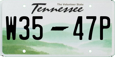 TN license plate W3547P