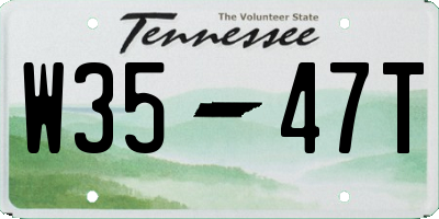 TN license plate W3547T