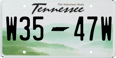 TN license plate W3547W