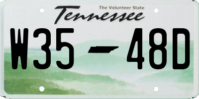 TN license plate W3548D