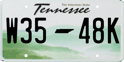 TN license plate W3548K