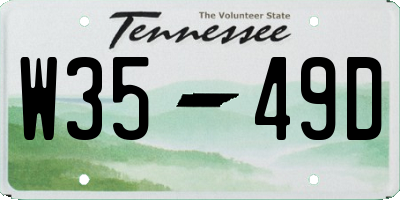 TN license plate W3549D