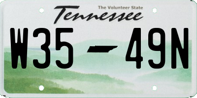 TN license plate W3549N