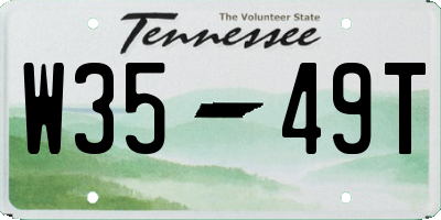 TN license plate W3549T