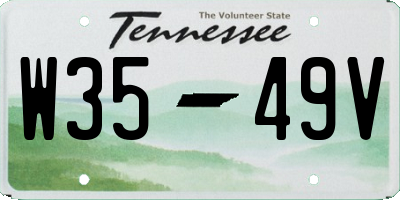 TN license plate W3549V