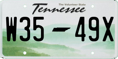 TN license plate W3549X