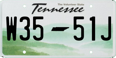 TN license plate W3551J