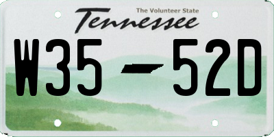 TN license plate W3552D