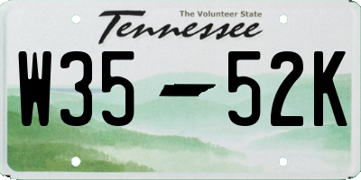 TN license plate W3552K