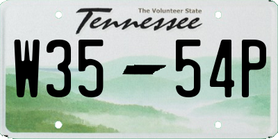 TN license plate W3554P