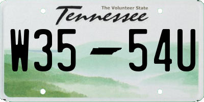 TN license plate W3554U