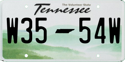 TN license plate W3554W
