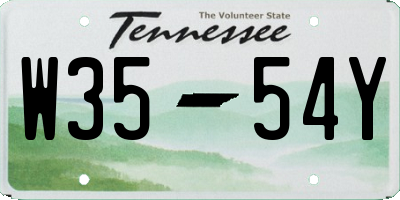 TN license plate W3554Y