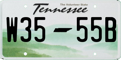 TN license plate W3555B