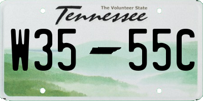 TN license plate W3555C