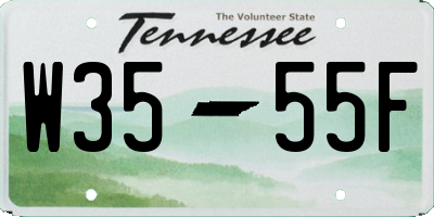 TN license plate W3555F