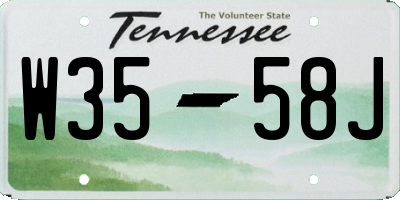 TN license plate W3558J