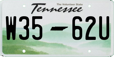 TN license plate W3562U