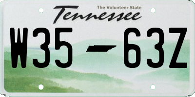 TN license plate W3563Z