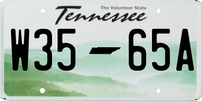TN license plate W3565A